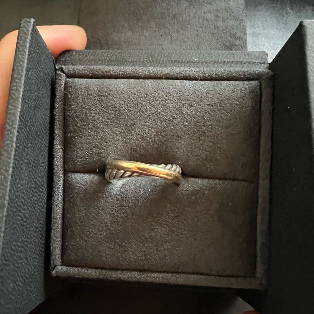 David Yurman Crossover Band Ring Sterling Silver with 18K Yellow Gold, 5.3mm